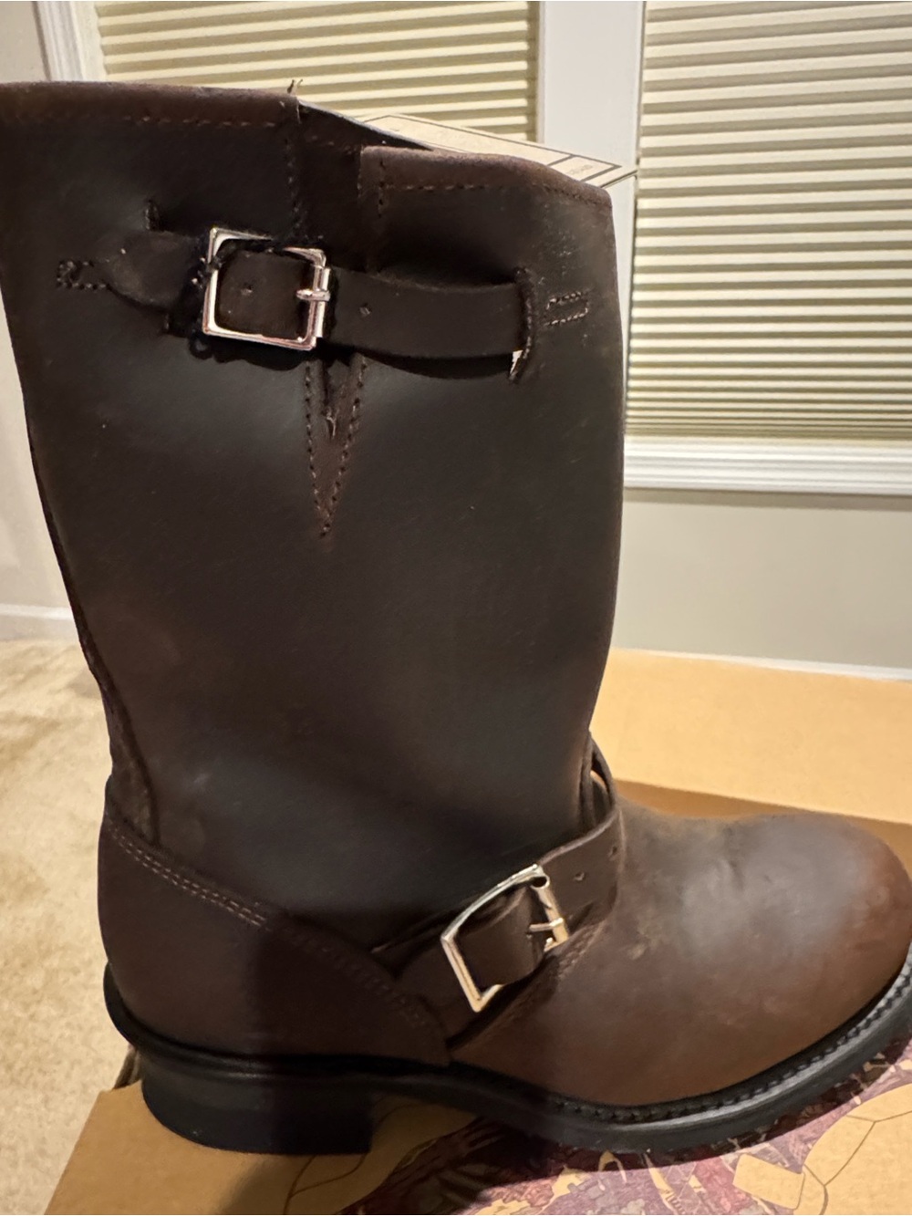 Frye Deep Brown Leather Mid-Calf 12R Engineer Boots - Picture 4 of 6